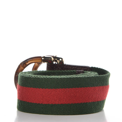 Gucci Canvas Web Bamboo D Ring Belt 85 34 Red Green 3 of 5