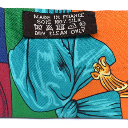 Hermes Silk Cavalleria D'Etriers Twilly Emeraude Orange Turquoise 4 of 4