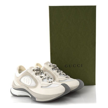 Gucci Technical Knit Fabric Suede Calfskin Womens Gucci Run Sneakers 38.5 Off White Grey 9 of 9