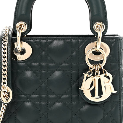 Christian Dior Lambskin Cannage Mini Lady Dior Dark Green 8 of 11
