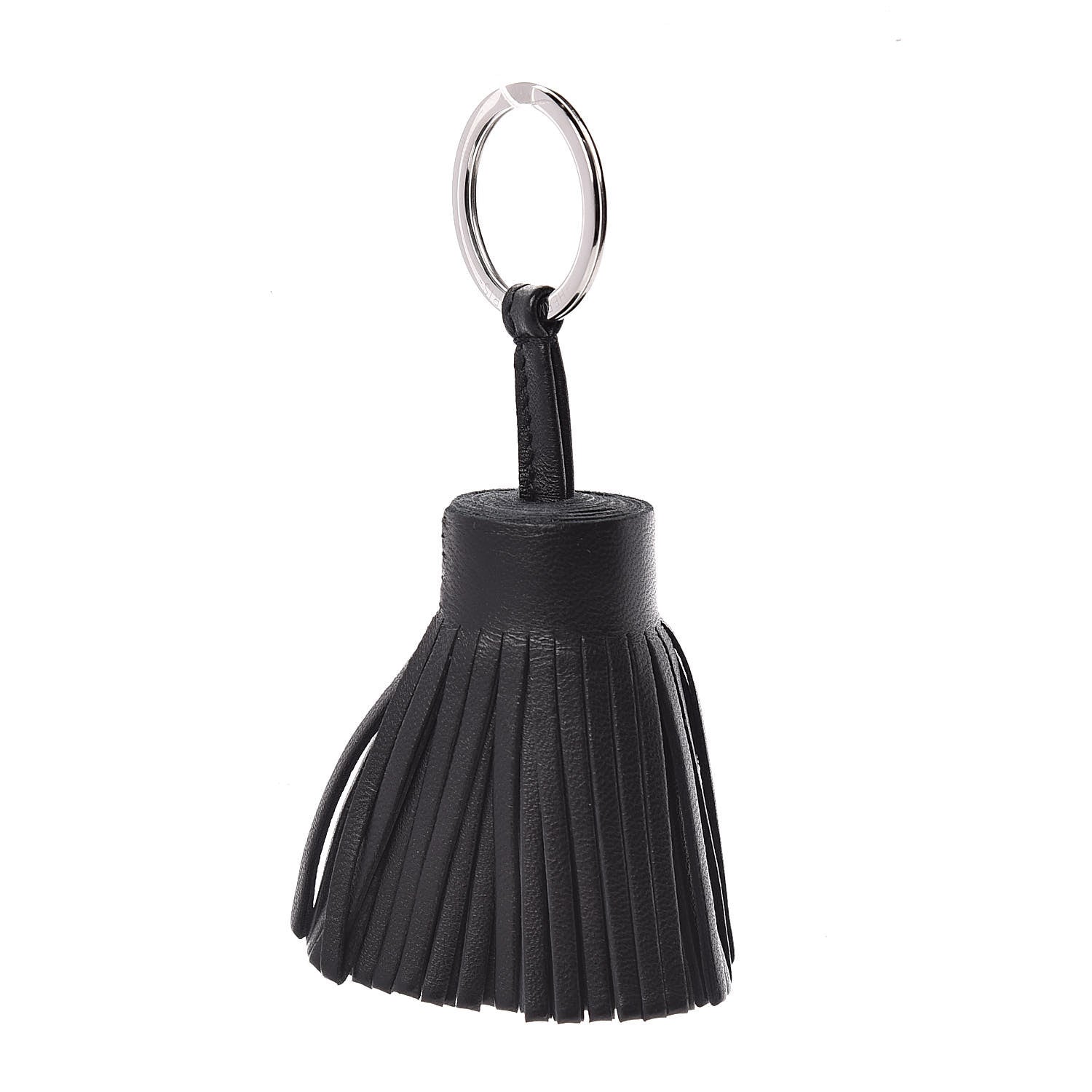Hermes Lambskin Carmen Tassel Key Holder Black 1 of 4