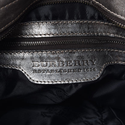 Burberry Calfskin Metallic Studded Hobo Bag Silver 6 of 11