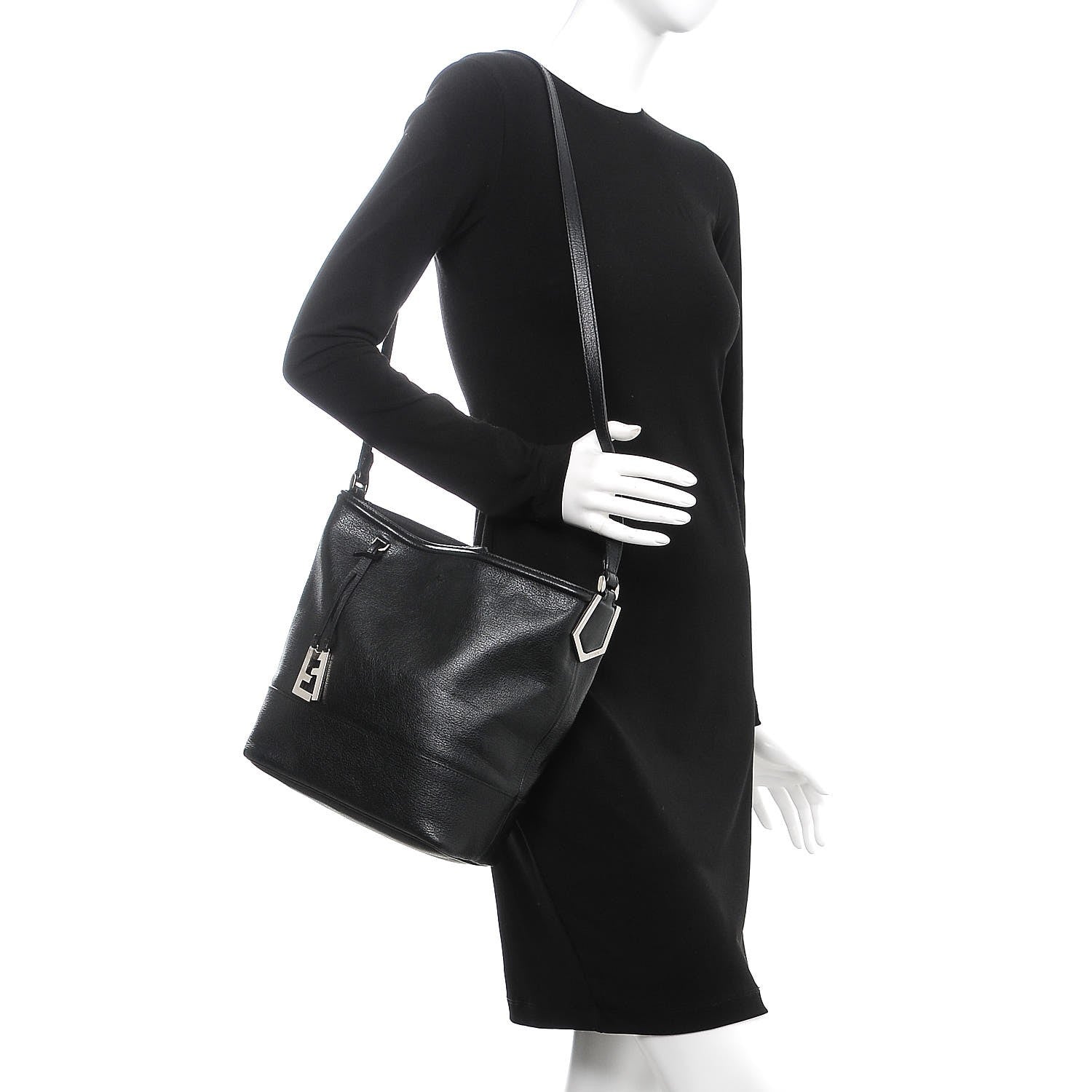 Fendi Calfskin 2Jours Bucket Bag Black 2 of 14