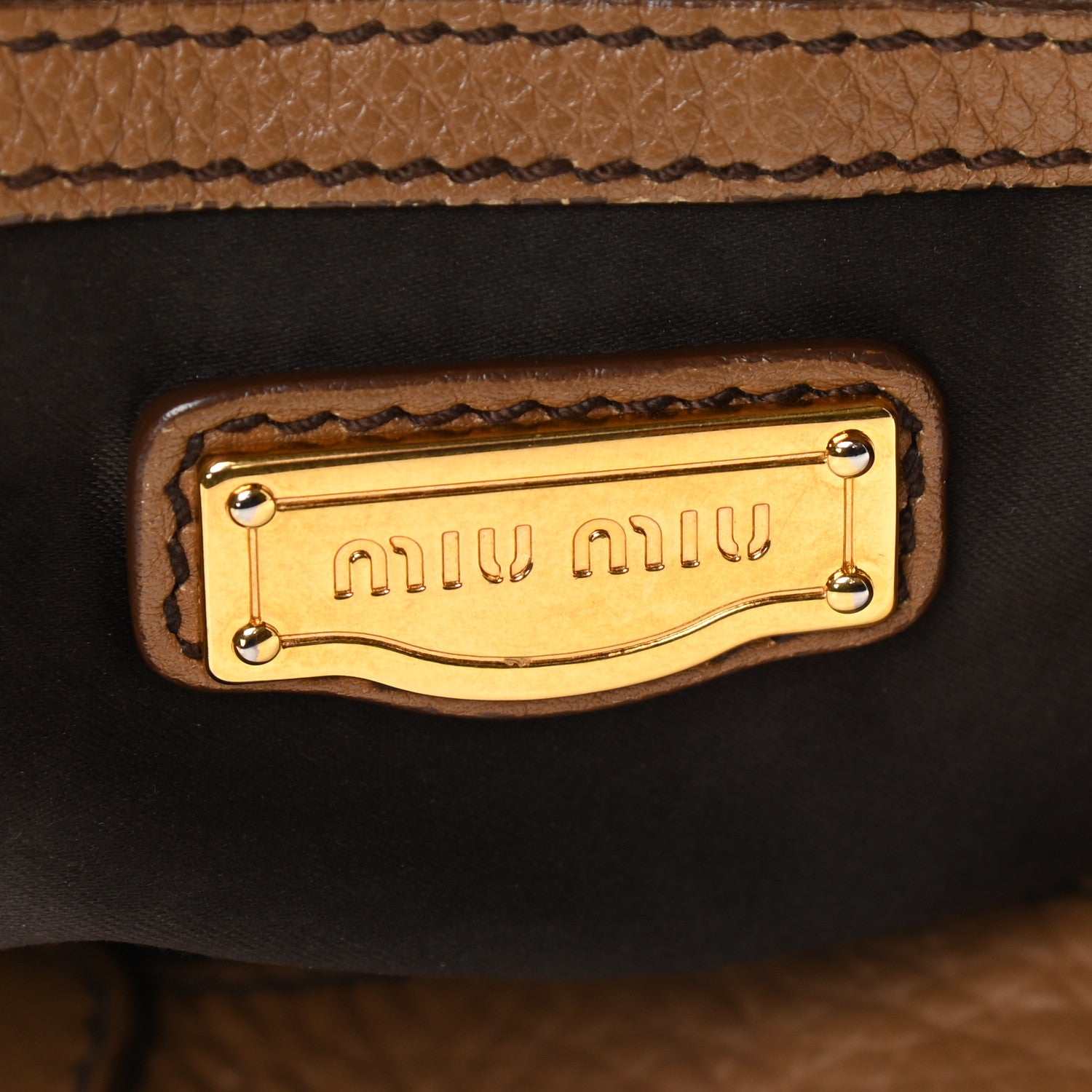 Miu Miu Vitello Daino Grommet Top Handle Tote Naturale 6 of 12