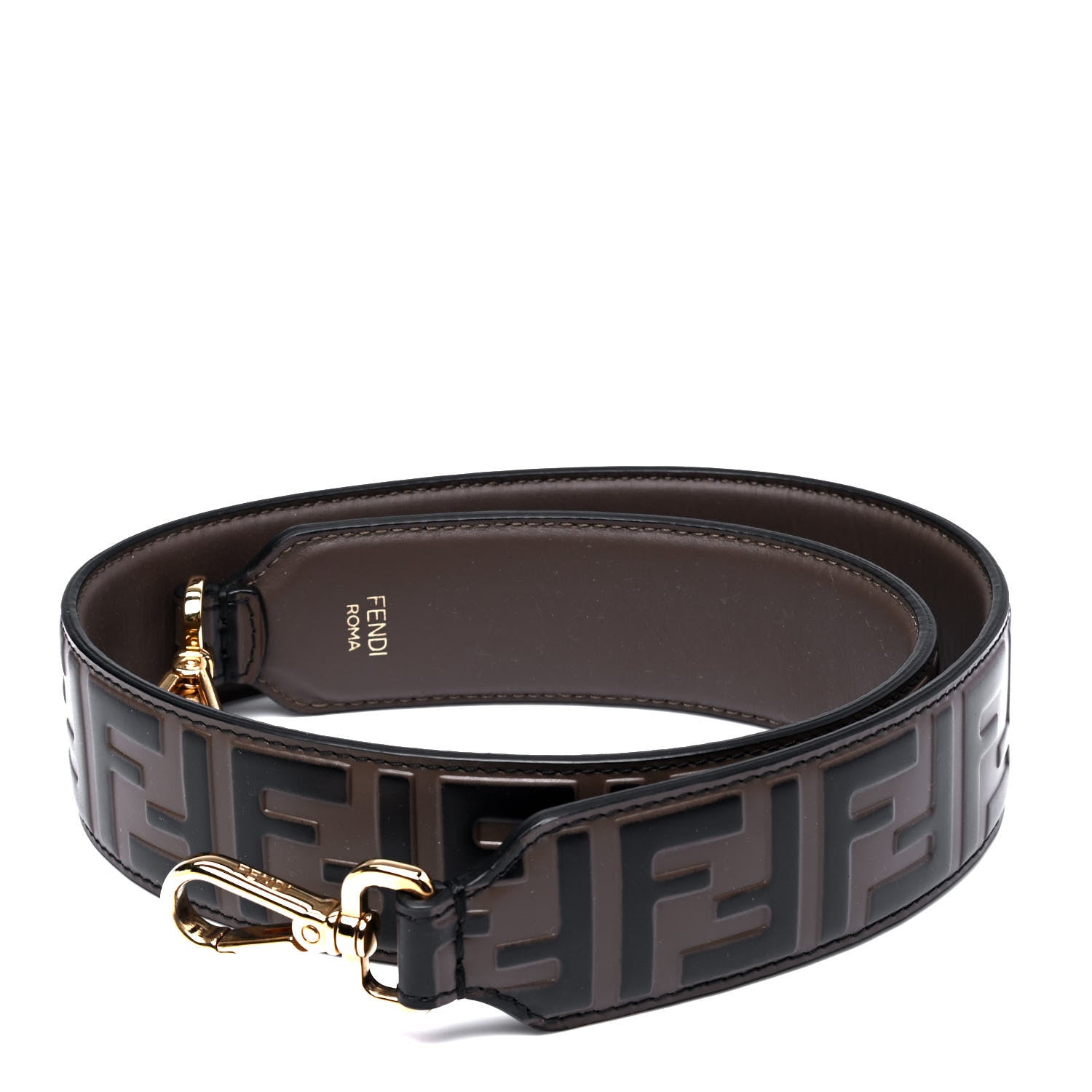 Fendi Vitello Century Bi-Color FF 1974 Embossed Strap You Maya Black 2 of 5