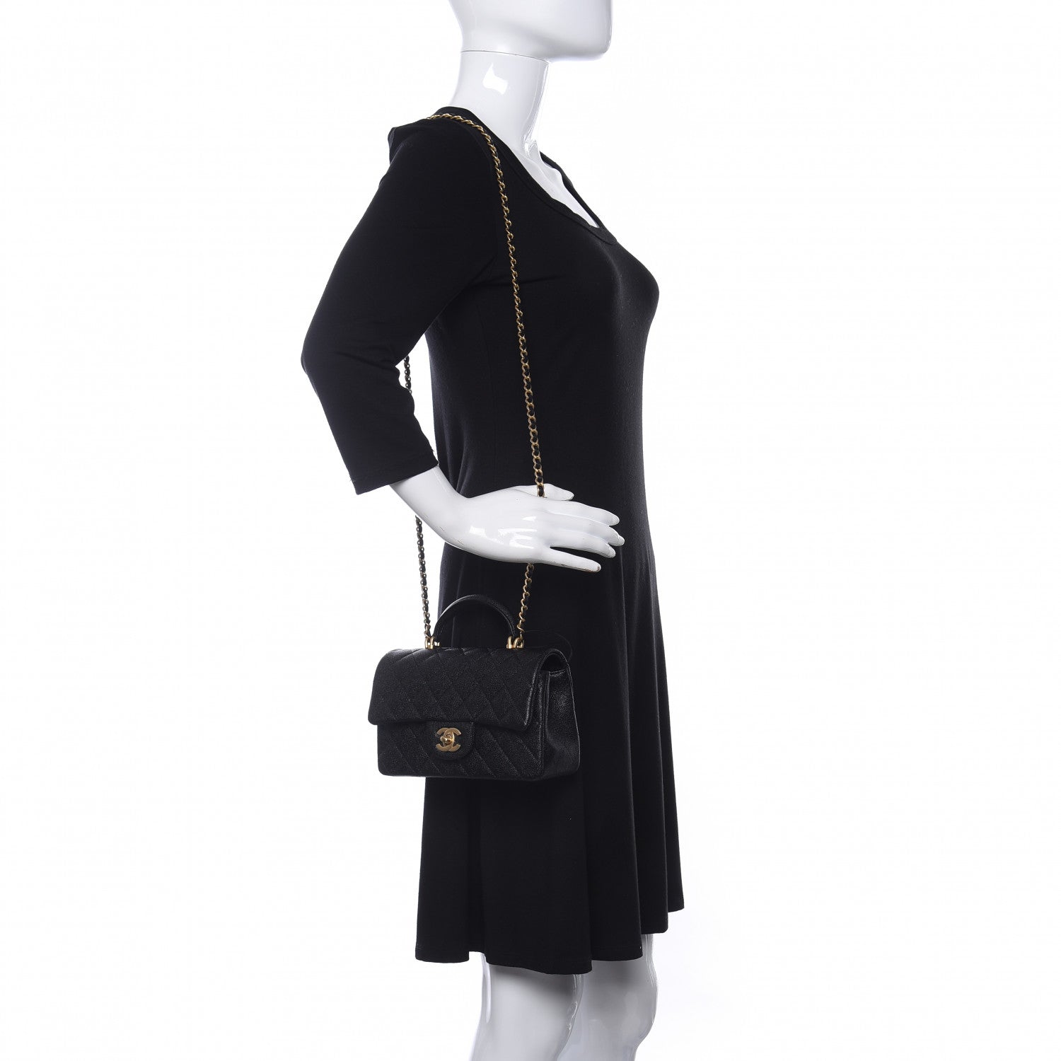 Chanel Caviar Quilted Mini Top Handle Rectangular Flap Black 2 of 12