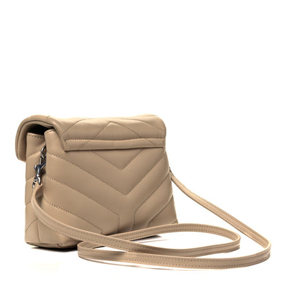 Saint Laurent Calfskin Y Quilted Monogram Toy Loulou Crossbody Bag Dark Beige 3 of 9