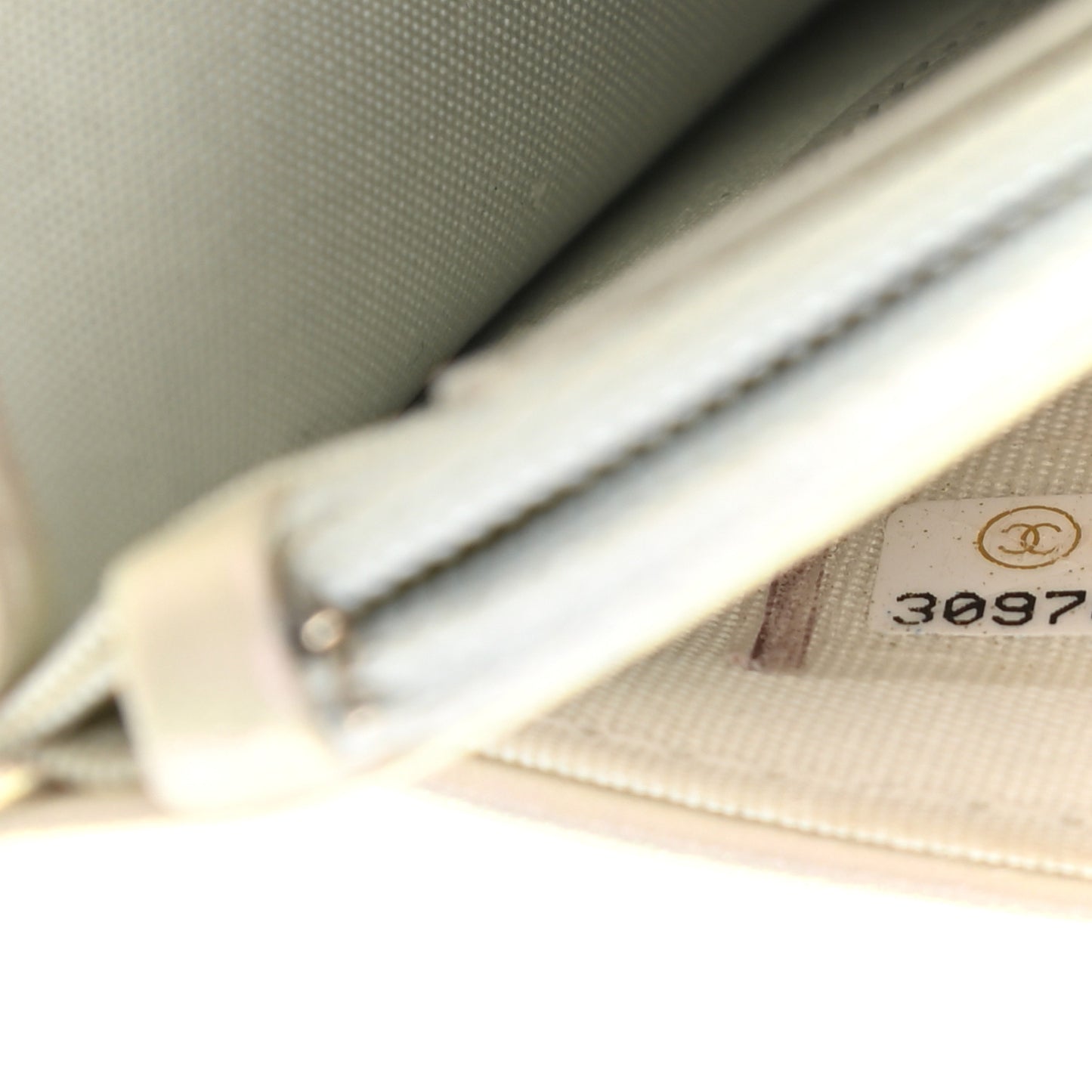 Iridescent Calfskin Quilted Chanel 19 Wallet On Chain WOC White