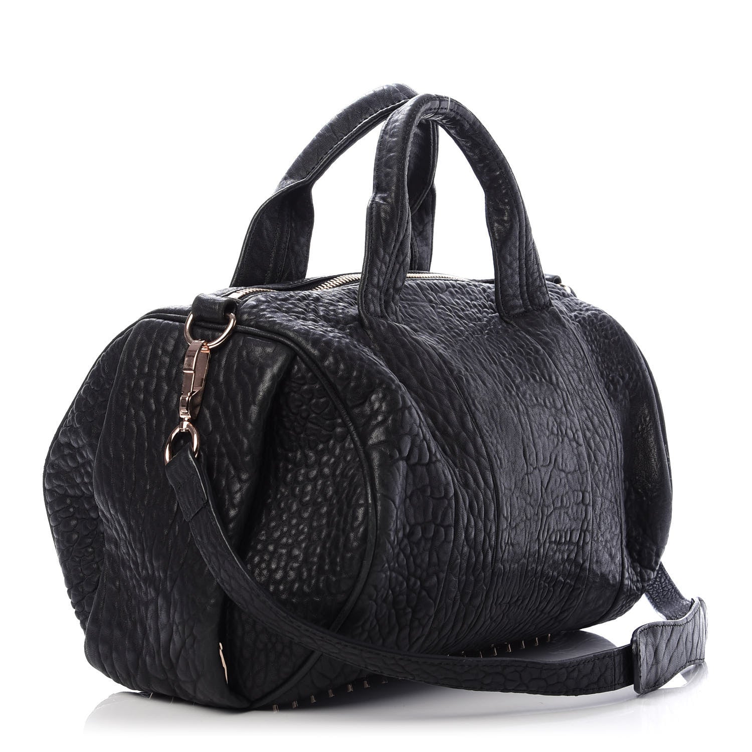 Alexander Wang Pebbled Lambskin Rocco Black Rose Gold Hardware 3 of 9