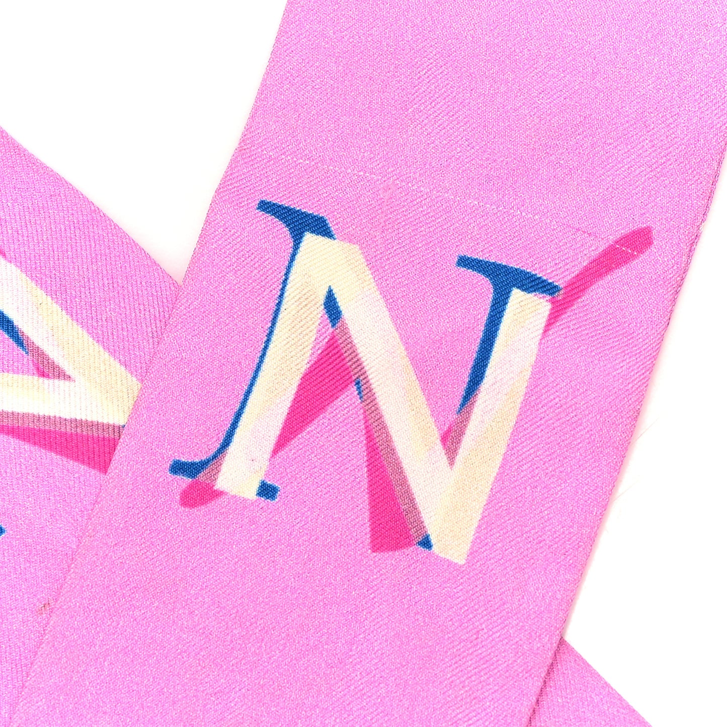 Silk Twill Slim Bandeau Scarf Fuchsia White