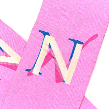 Chanel Silk Twill Slim Bandeau Scarf Fuchsia White 4 of 5