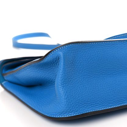 Hermes Taurillon Clemence Halzan 31 GM Bleu Zanzibar 8 of 9