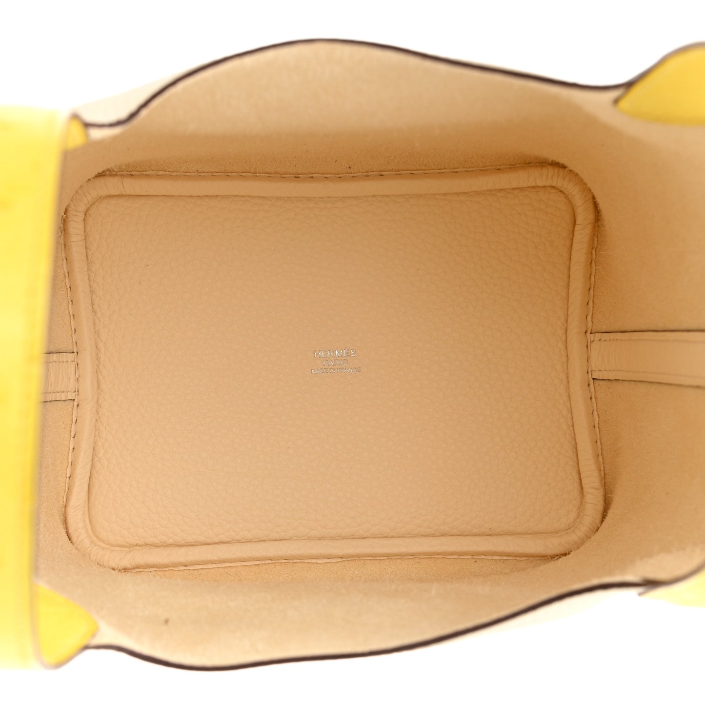 Taurillon Clemence Ostrich Touch Picotin Lock 18 PM Nata Jaune Citron