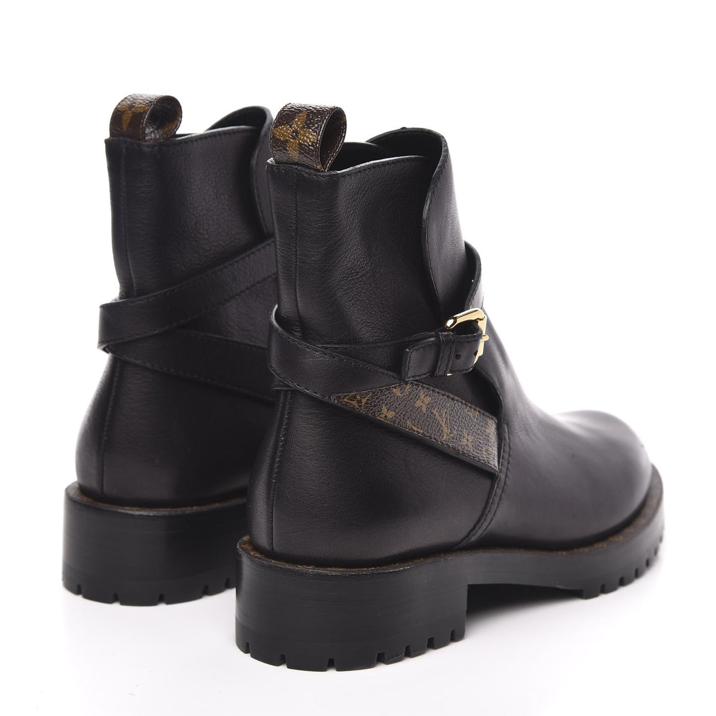 Calfskin Monogram Discovery Flat Ankle Boots 35 Black