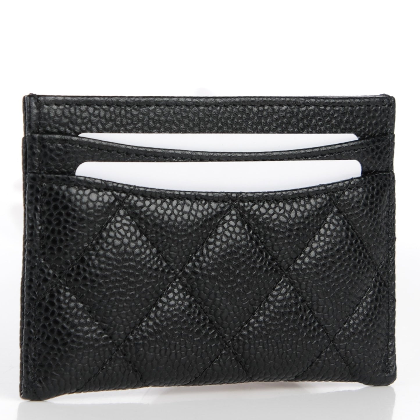 Caviar Quilted Card Holder Black
