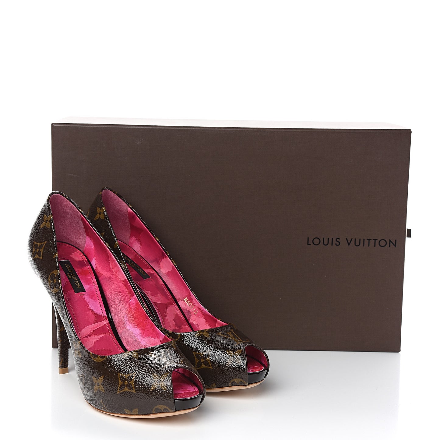 Patent Monogram Rosemary Peep Toe Pumps 38.5
