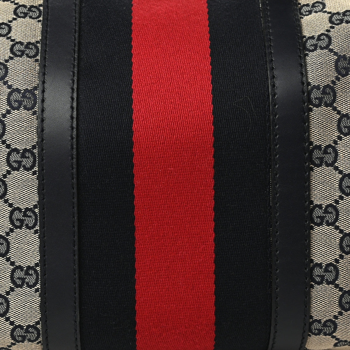 Gucci Monogram Selleria Calfskin Vintage Web Medium Boston Beige Blue 8 of 10