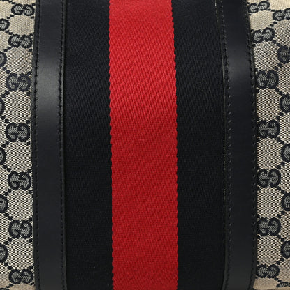 Gucci Monogram Selleria Calfskin Vintage Web Medium Boston Beige Blue 8 of 10