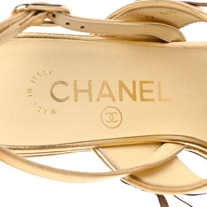 Chanel Metallic Lambskin Sandals 37 Gold 7 of 8