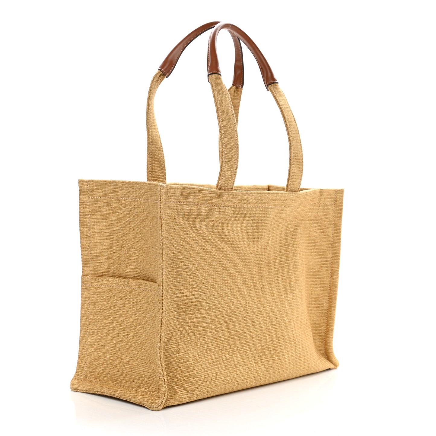 Textile Calfskin Triomphe Large Cabas Thais Natural Tan