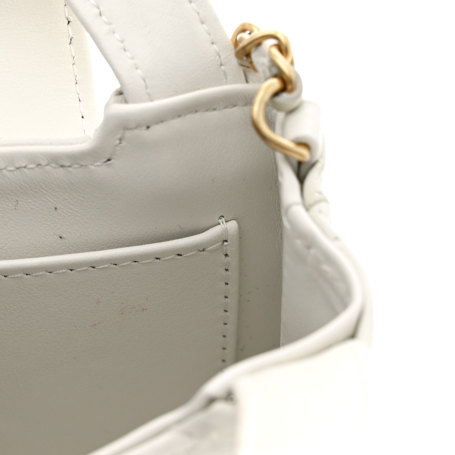 Chanel Shiny Aged Calfskin Quilted Mini Nano Kelly Shopper White 11 of 12