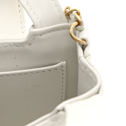 Chanel Shiny Aged Calfskin Quilted Mini Nano Kelly Shopper White 11 of 12