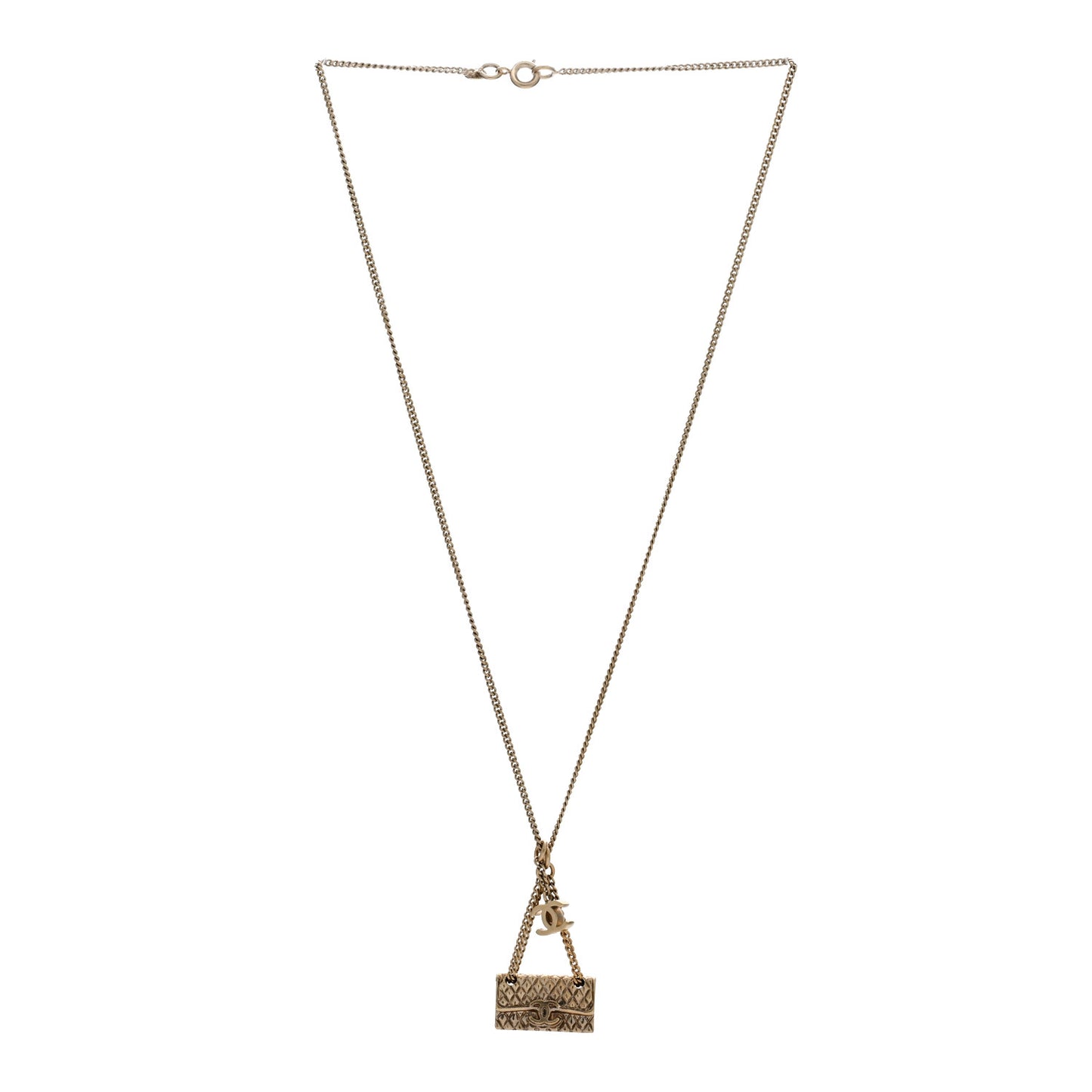 Metal Flap Bag Necklace Gold