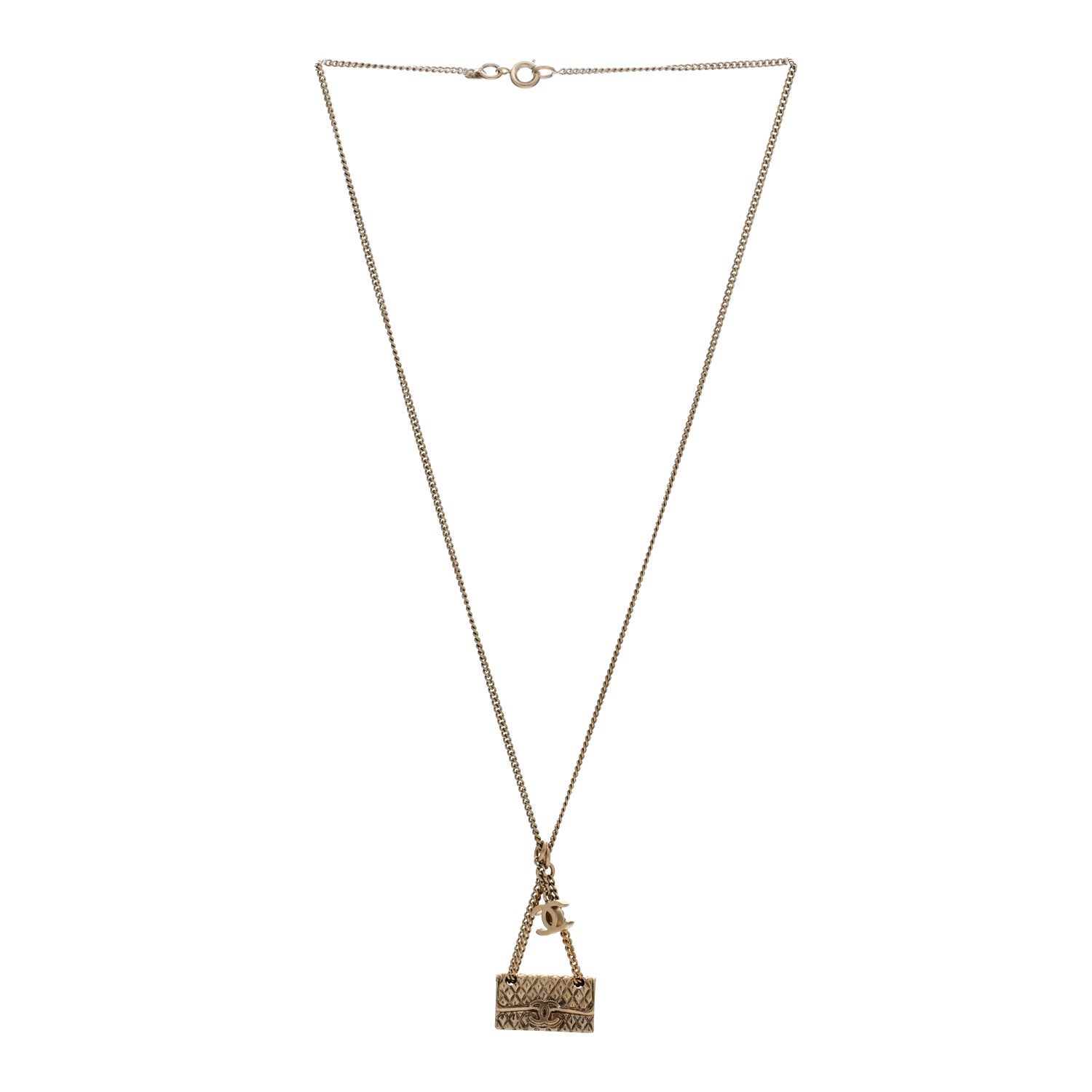 Chanel Metal Flap Bag Necklace Gold 2 of 5