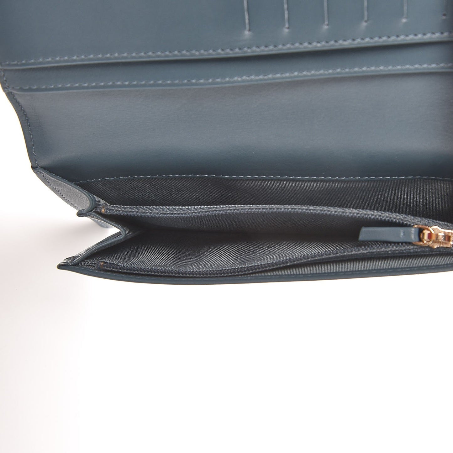 Caviar Quilted Boy Yen Wallet Blue