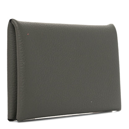 Hermes Evercolor Calvi Card Case Gris Meyer 3 of 8