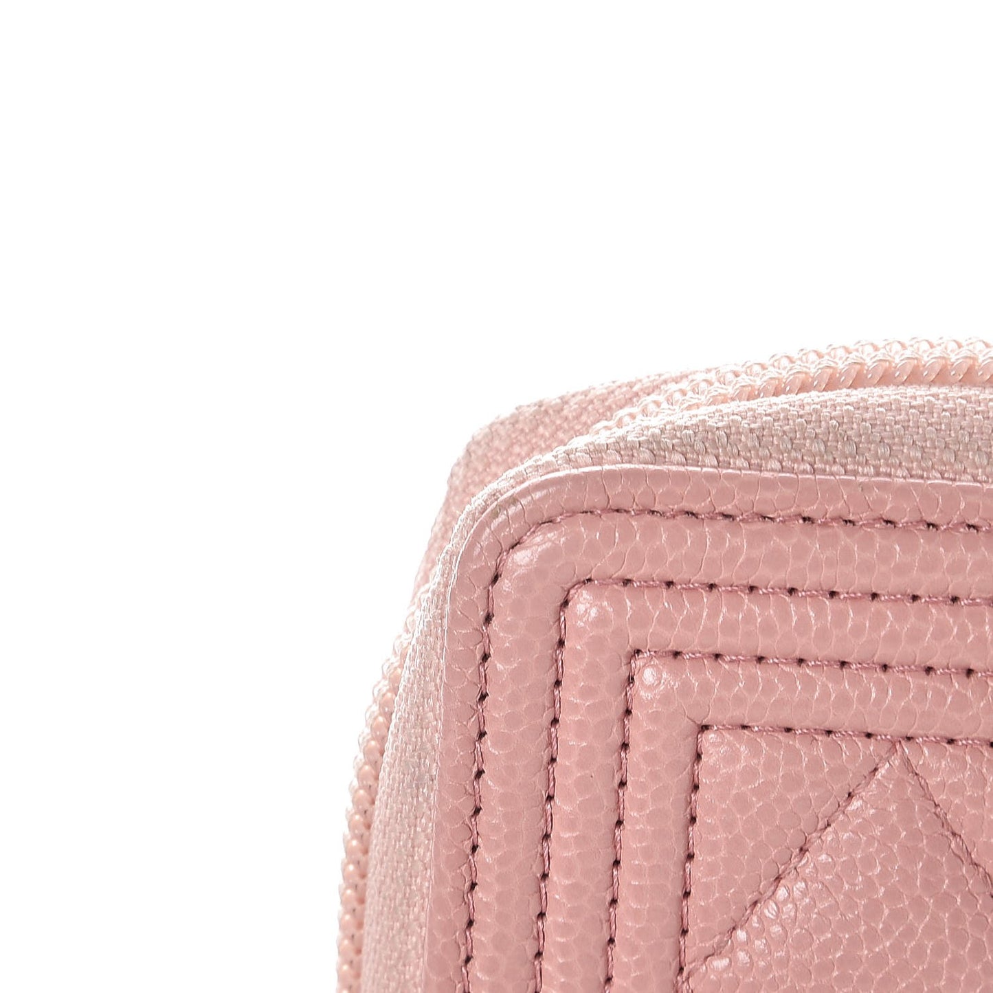 Caviar Quilted Boy Zip Around Coin Purse Wallet Light Pink