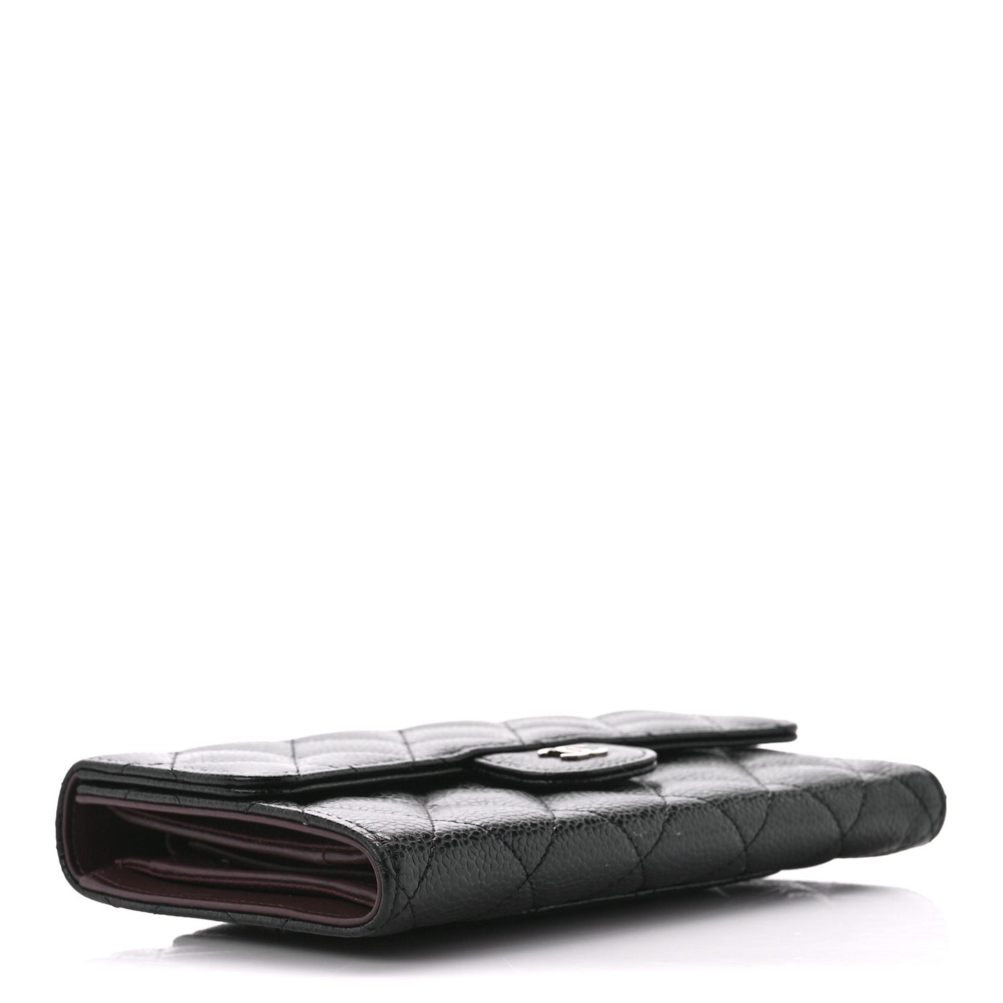 Caviar Quilted Large Flap Wallet Black