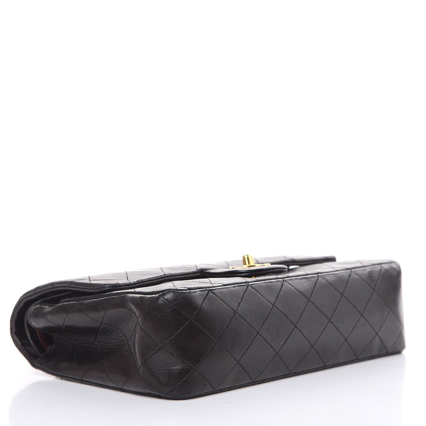 Lambskin Quilted Medium Double Flap Bag Black