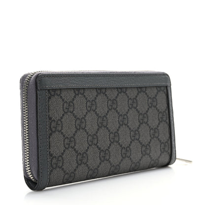 Gucci GG Supreme Monogram Textured Dollar Calfskin Ophidia Zip Around Wallet Grey Black Graphite Grey 3 of 6