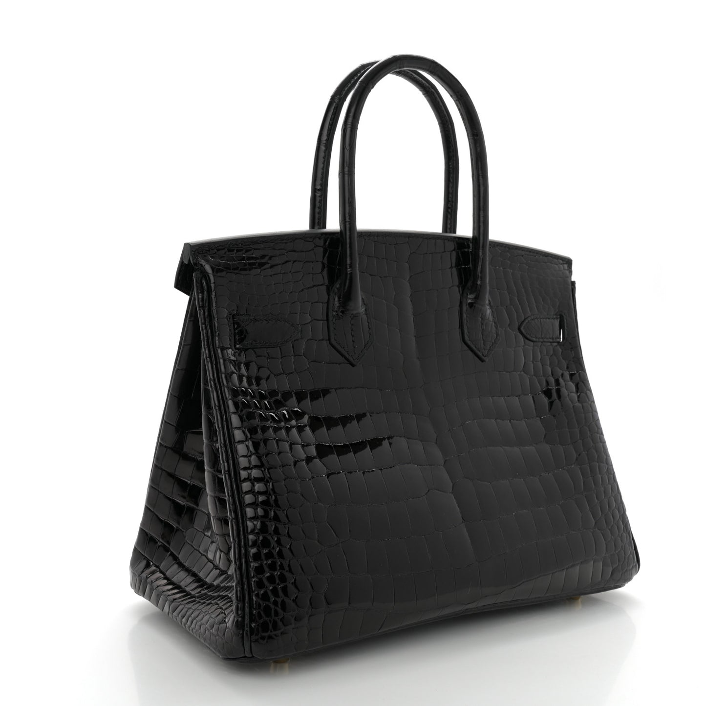 Shiny Porosus Crocodile Birkin 30 Black