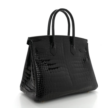 Hermes Shiny Porosus Crocodile Birkin 30 Black 3 of 13