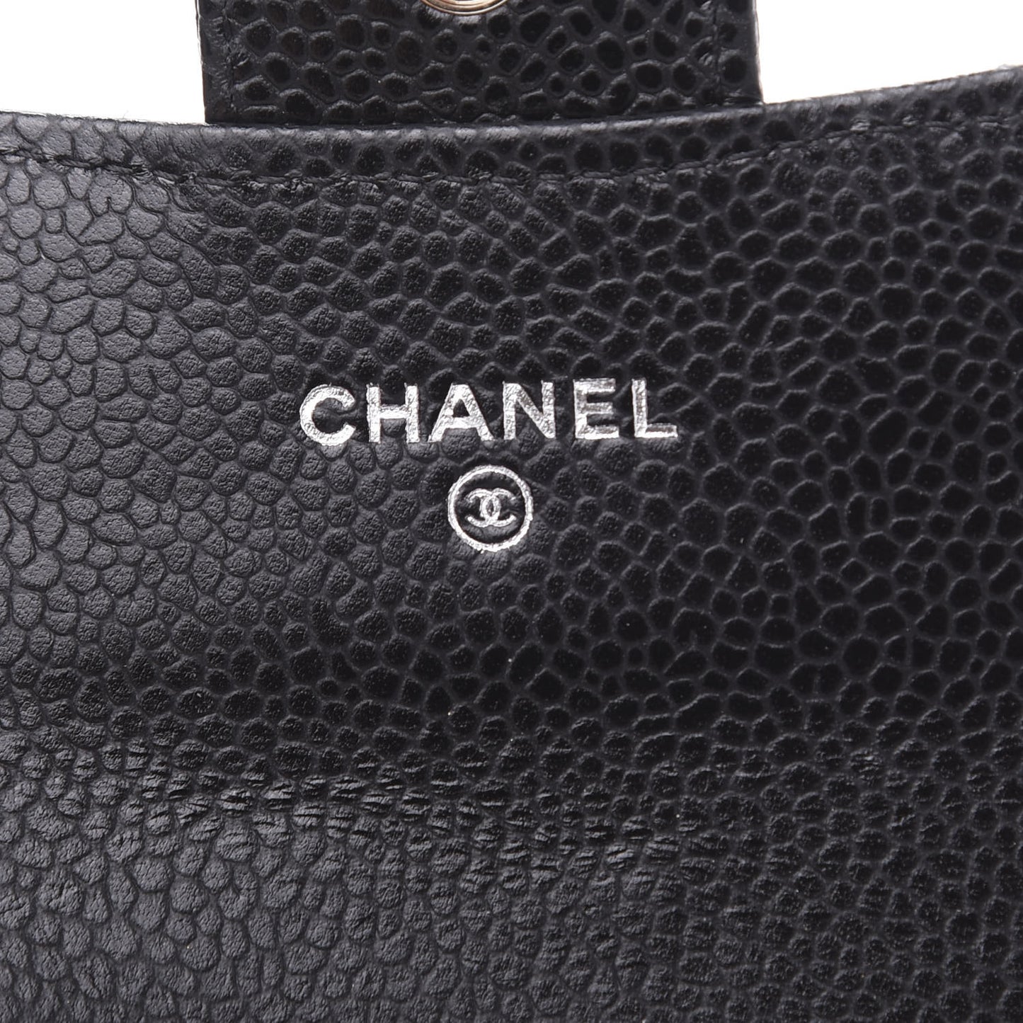 Caviar Quilted Flap Card Holder Wallet Black