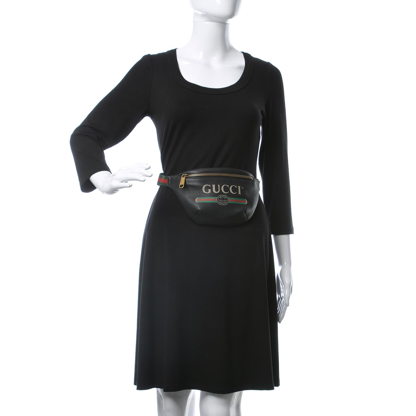 Grained Calfskin Small Logo Belt Bag Black