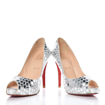 Christian Louboutin Calfskin Crepe Poseidon 120 Pumps 35 Silver 6 of 15