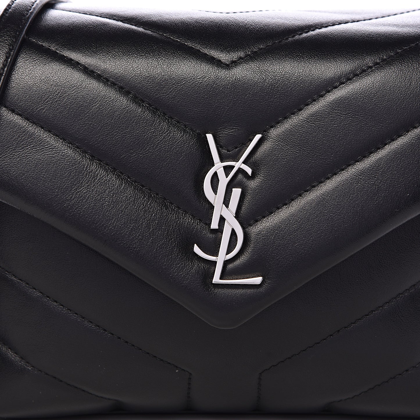 Calfskin Y Quilted Monogram Toy Loulou Crossbody Bag Black