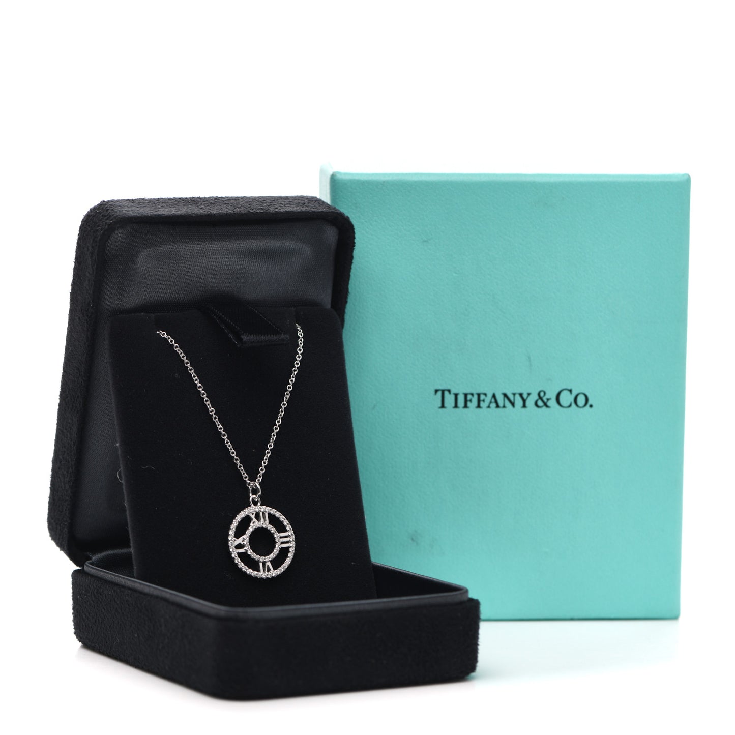 18K White Gold Diamond Small Atlas Open Pave Pendant Necklace