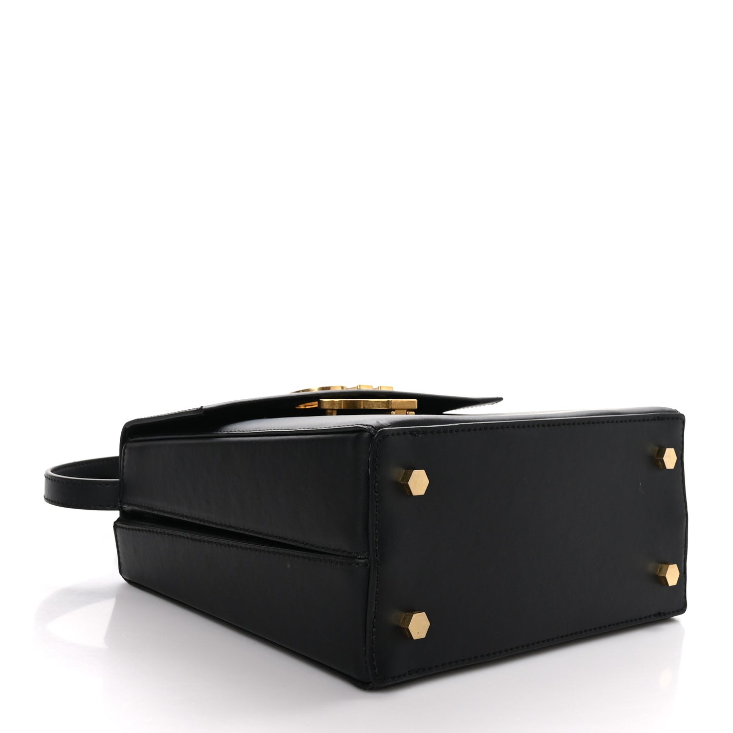 Calfskin Chunck Top Handle Bag Black