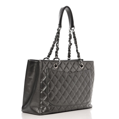 Chanel Metallic Caviar Quilted Grand Shopping Tote GST Dark Silver 3 of 9