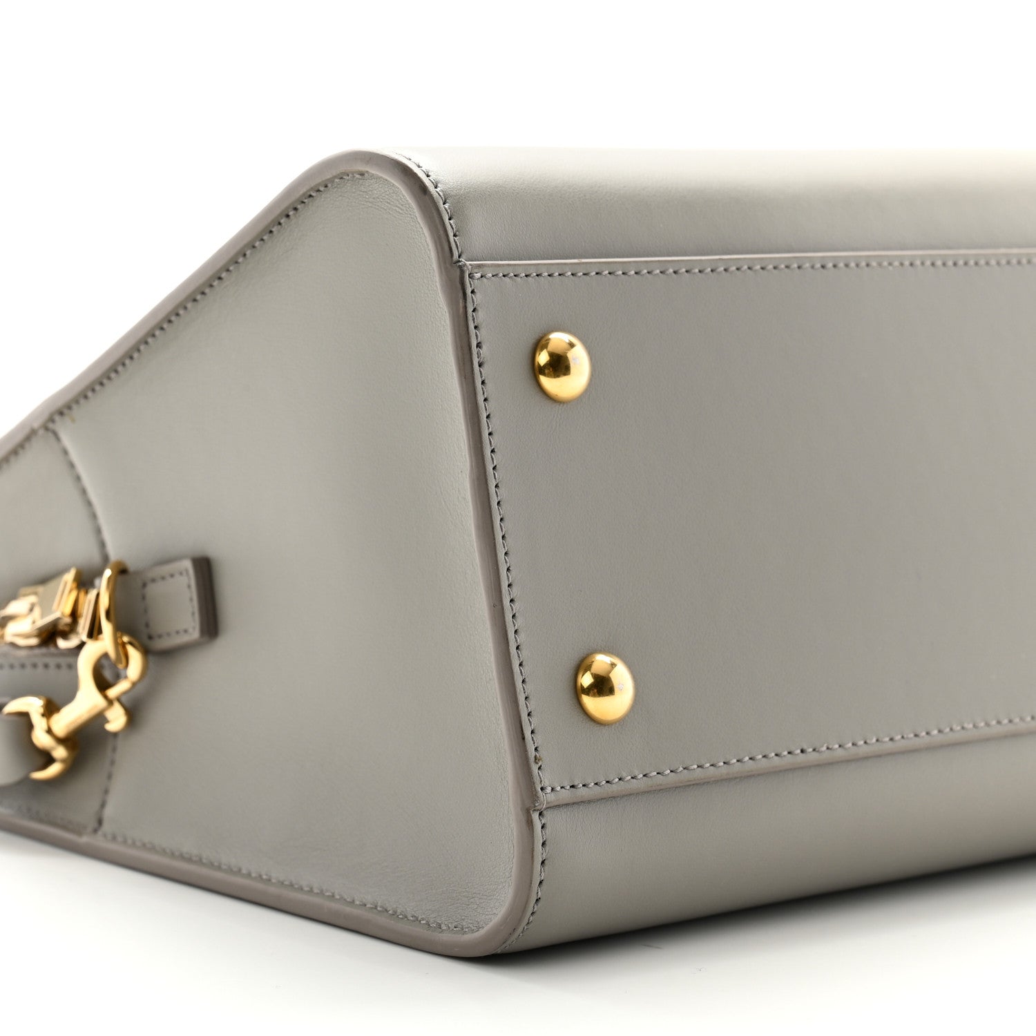Saint Laurent Smooth Calfskin Small Monogram Cabas Oyster Grey 9 of 12