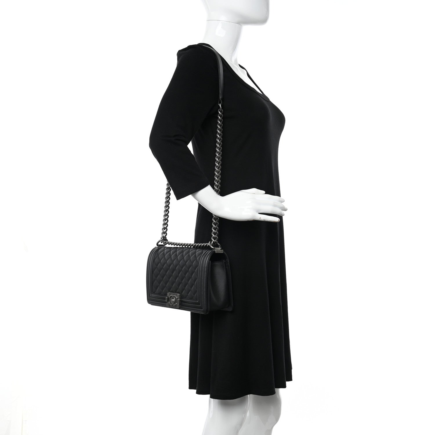 Chanel Calfskin Quilted Medium Boy Flap Black 2 of 11