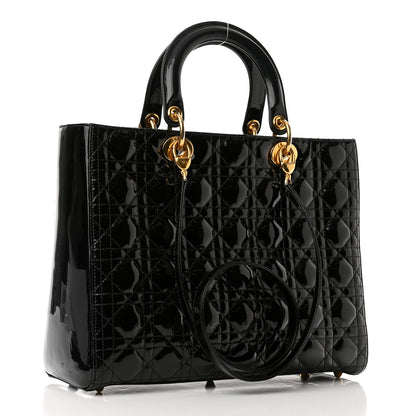 Christian Dior Patent Cannage Large Lady Dior Black 3 of 11