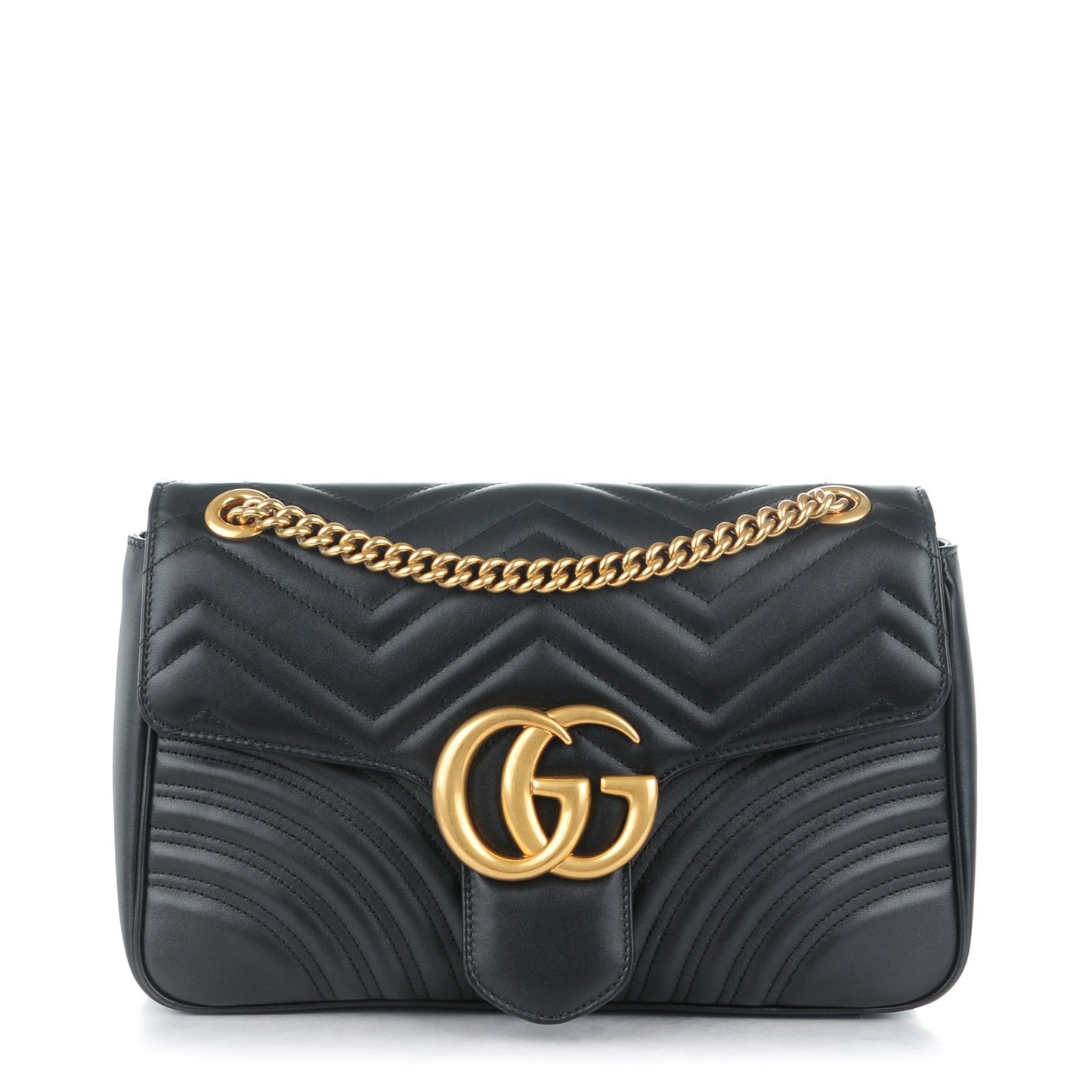 Calfskin Matelasse Medium GG Marmont Shoulder Bag Black
