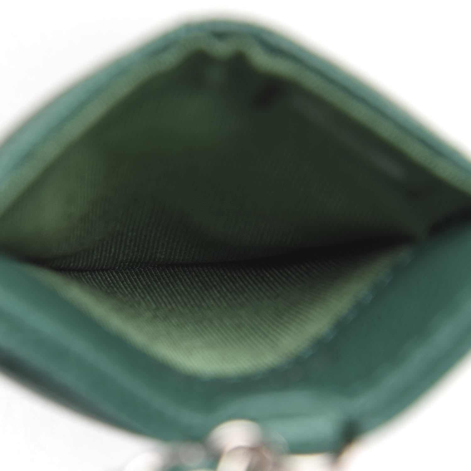 Chanel Caviar Quilted Card Holder On Chain Green 4 of 7