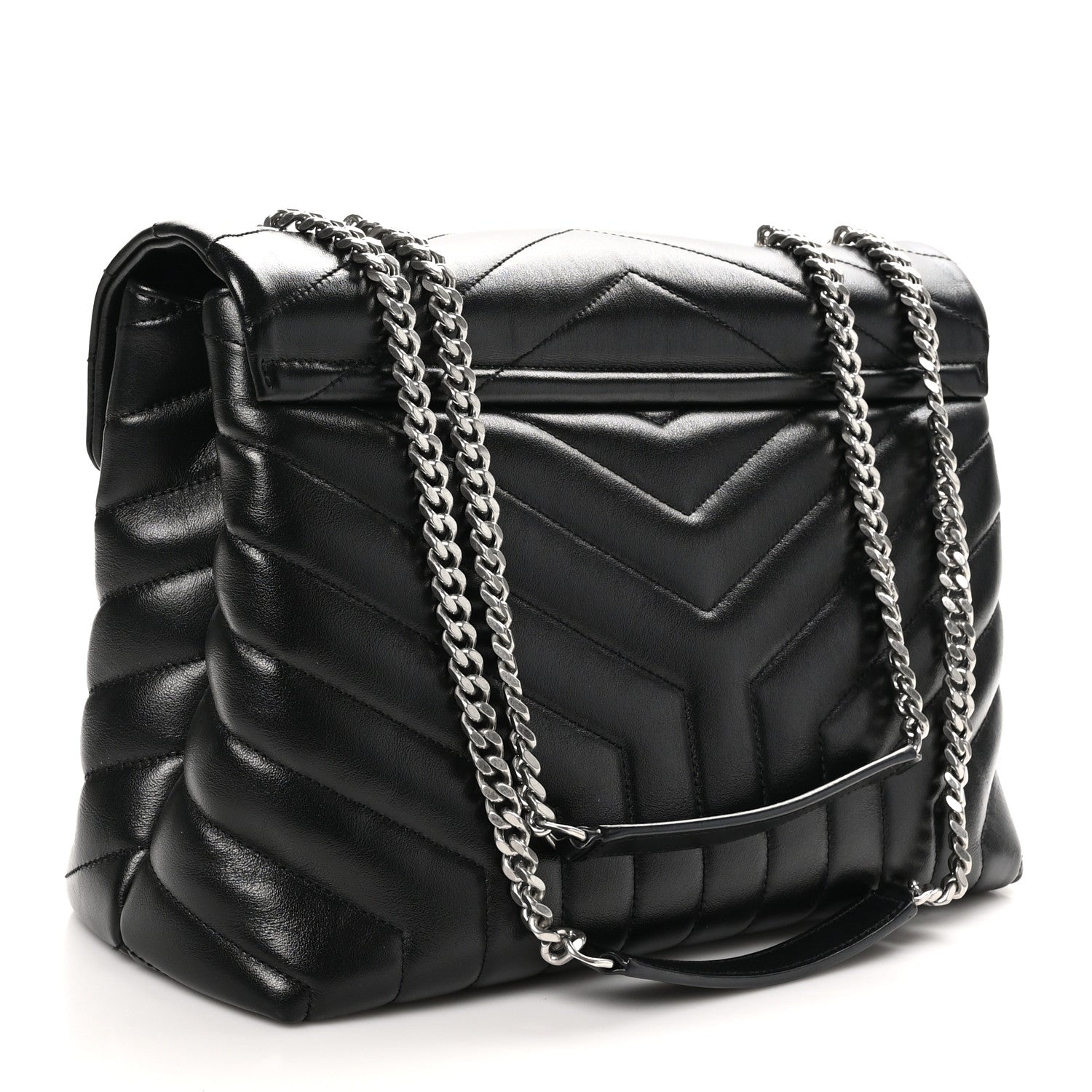 Saint Laurent Calfskin Y Quilted Monogram Medium Loulou Chain Satchel Black 3 of 12