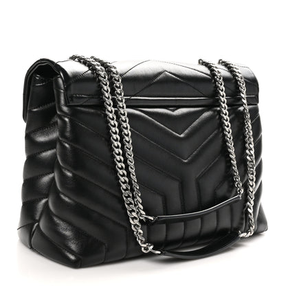 Saint Laurent Calfskin Y Quilted Monogram Medium Loulou Chain Satchel Black 3 of 12